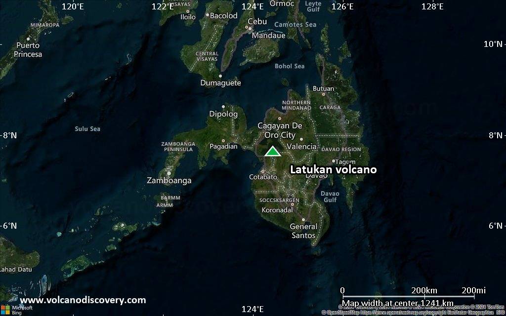 Satellite/aerial-type map of Latukan volcano (region scale small)