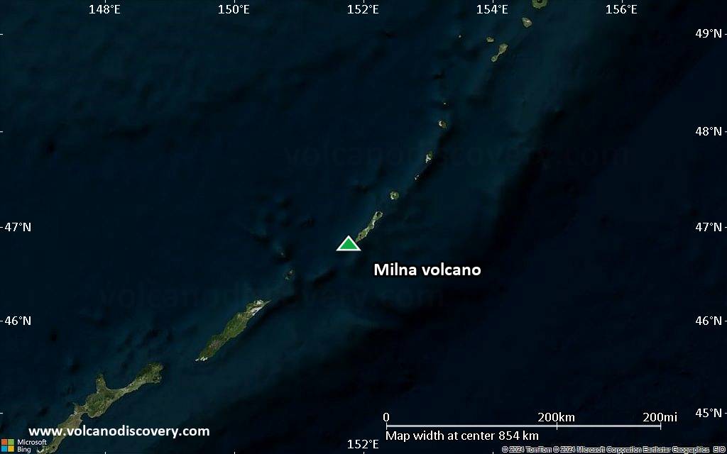 Satellite/aerial-type map of Milna volcano (region scale small)