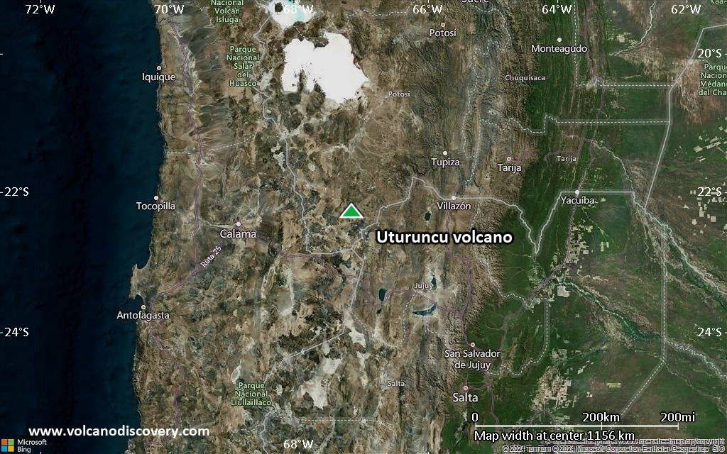 Satellite/aerial-type map of Uturuncu volcano (region scale small)