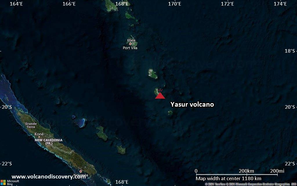 Satellite/aerial-type map of Yasur volcano (region scale small)