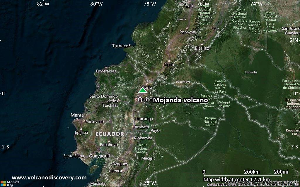 Satellite/aerial-type map of Mojanda volcano (region scale small)