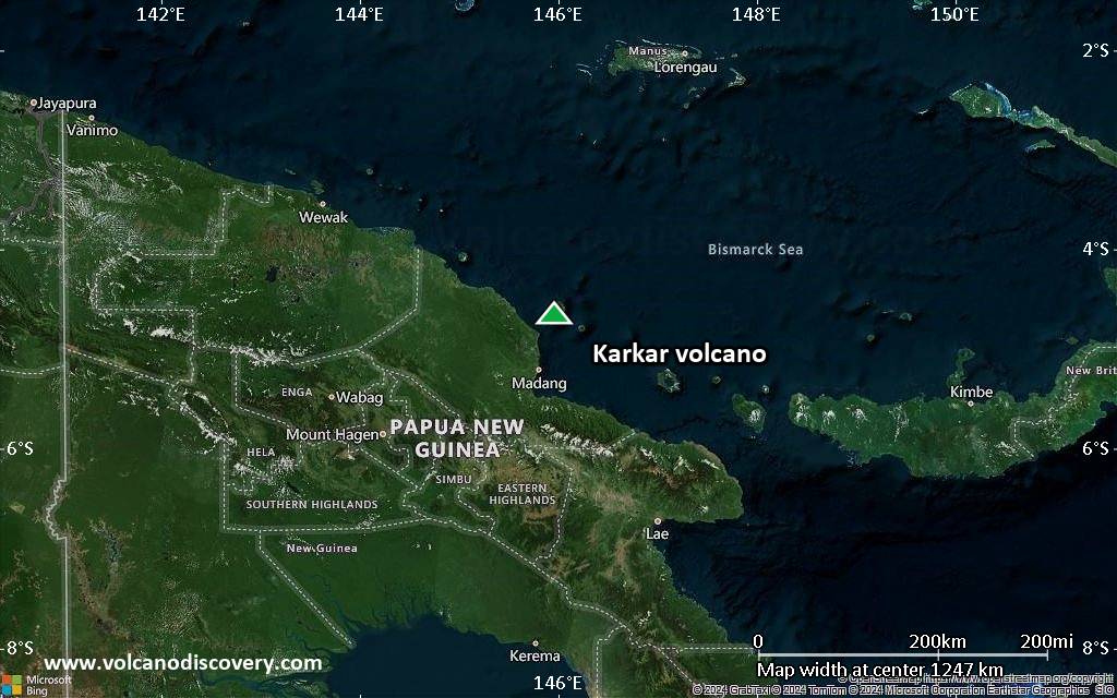 Satellite/aerial-type map of Karkar volcano (region scale small)