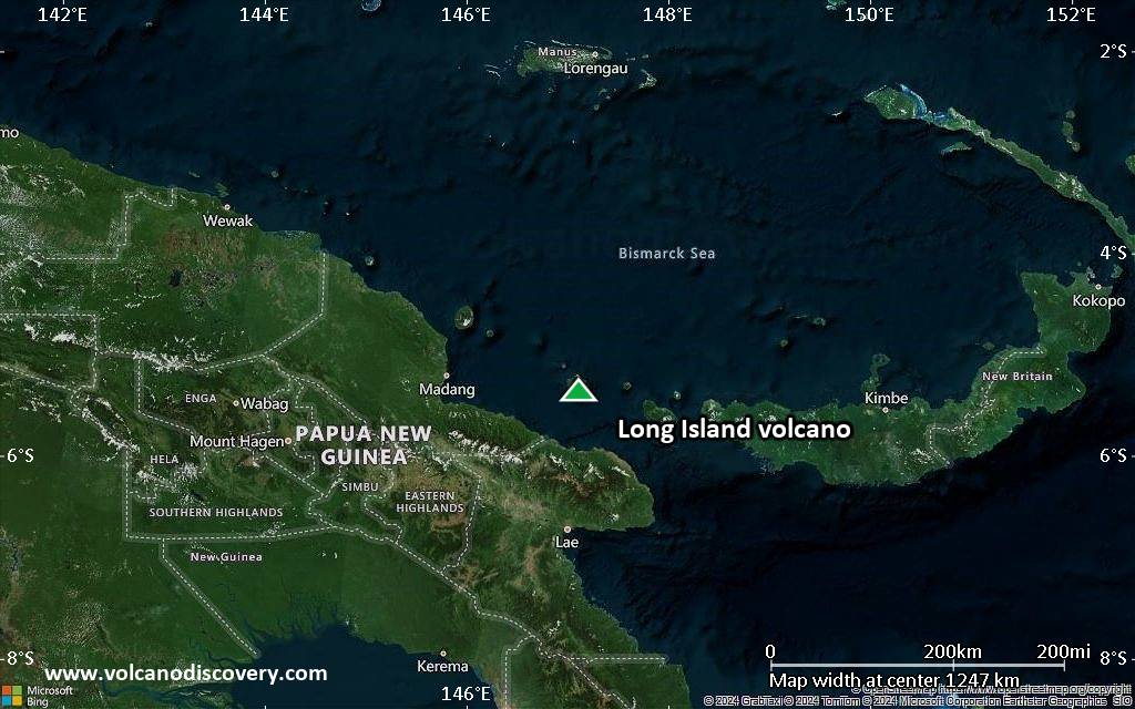 Satellite/aerial-type map of Long Island volcano (region scale small)