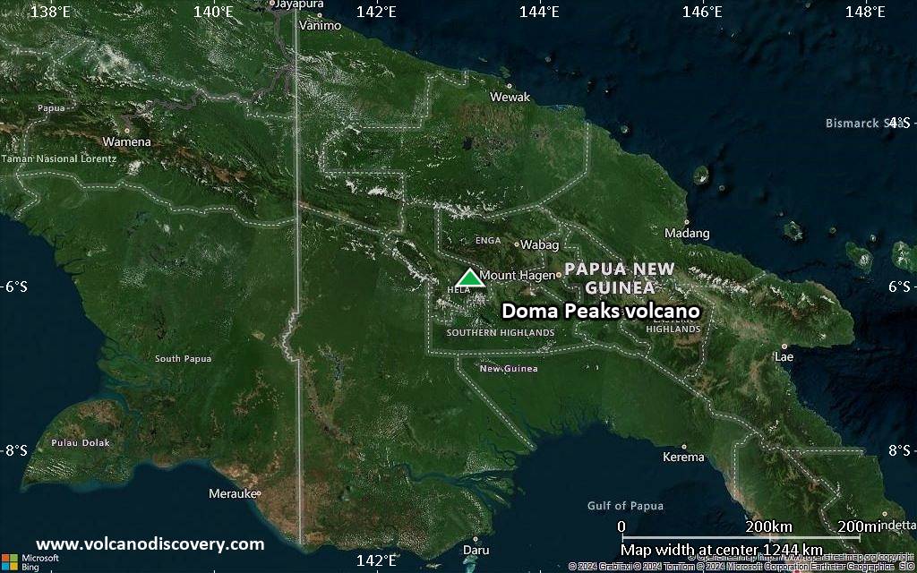 Satellite/aerial-type map of Doma Peaks volcano (region scale small)