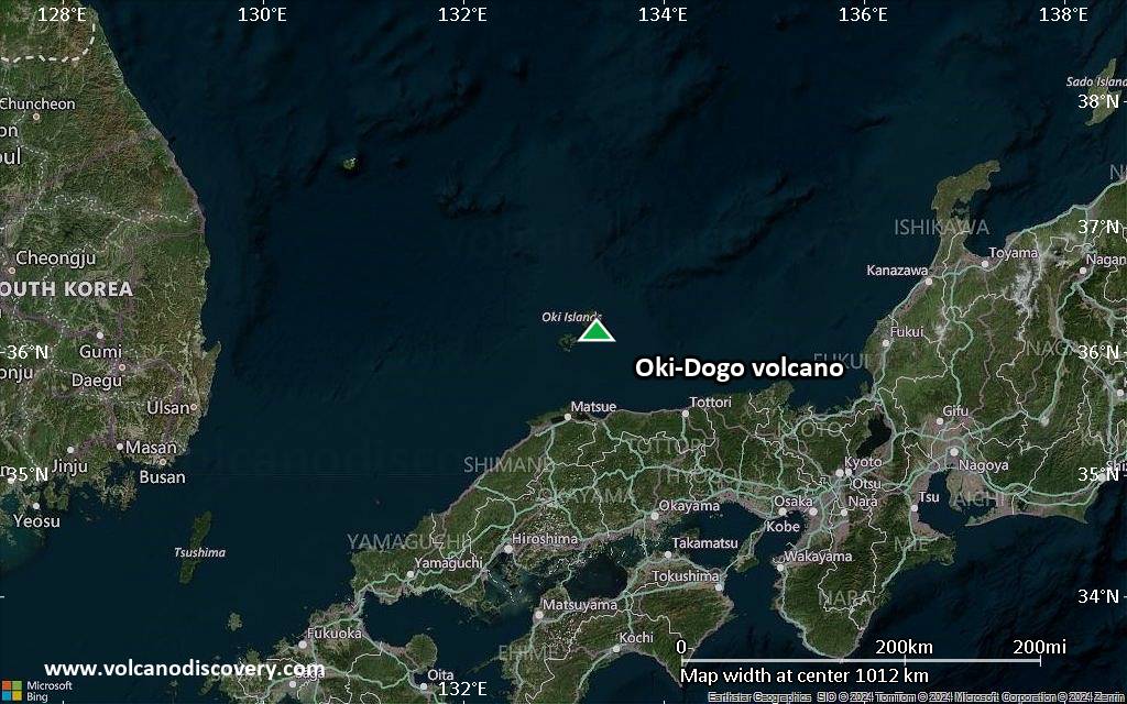Satellite/aerial-type map of Oki-Dogo volcano (region scale small)