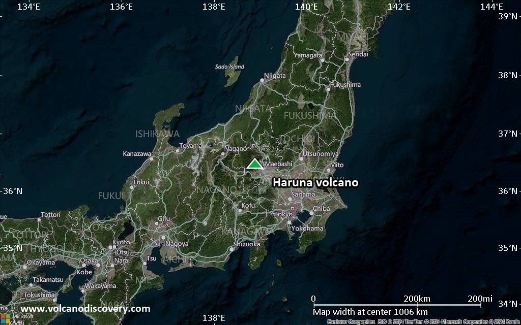 Satellite/aerial-type map of Haruna volcano (region scale small)