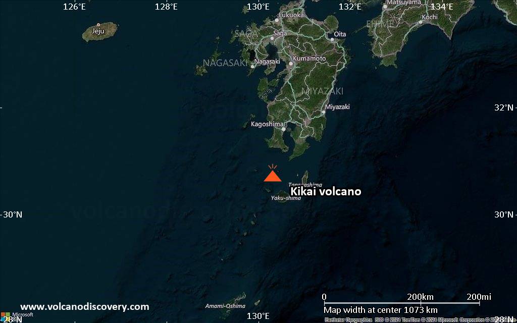 Satellite/aerial-type map of Kikai volcano (region scale small)