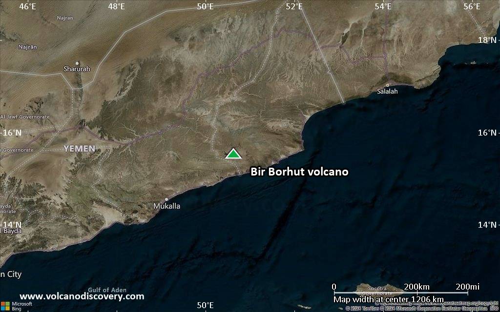 Satellite/aerial-type map of Bir Borhut volcano (region scale small)