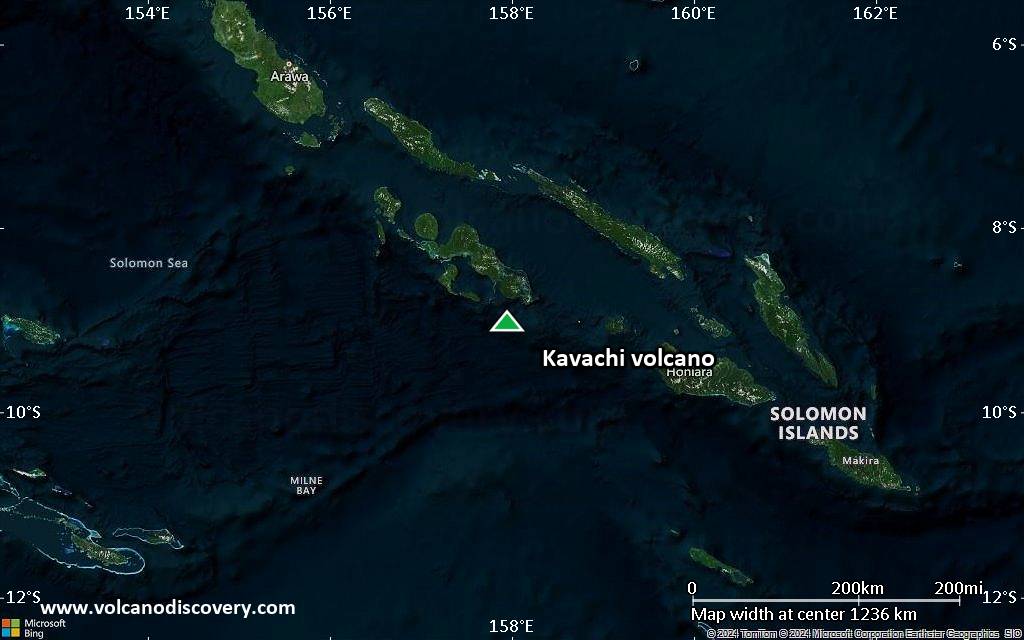 Satellite/aerial-type map of Kavachi volcano (region scale small)