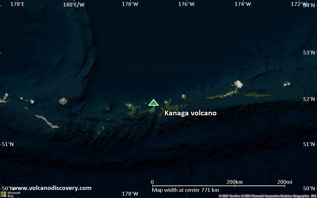 Satellite/aerial-type map of Kanaga volcano (region scale small)