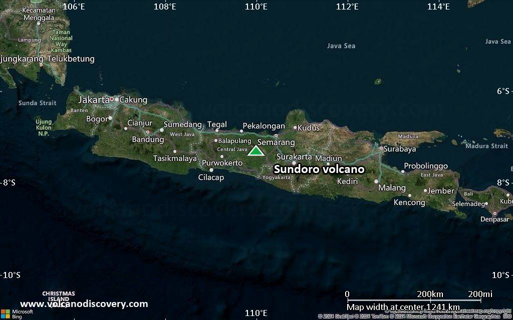 Satellite/aerial-type map of Sundoro volcano (region scale small)
