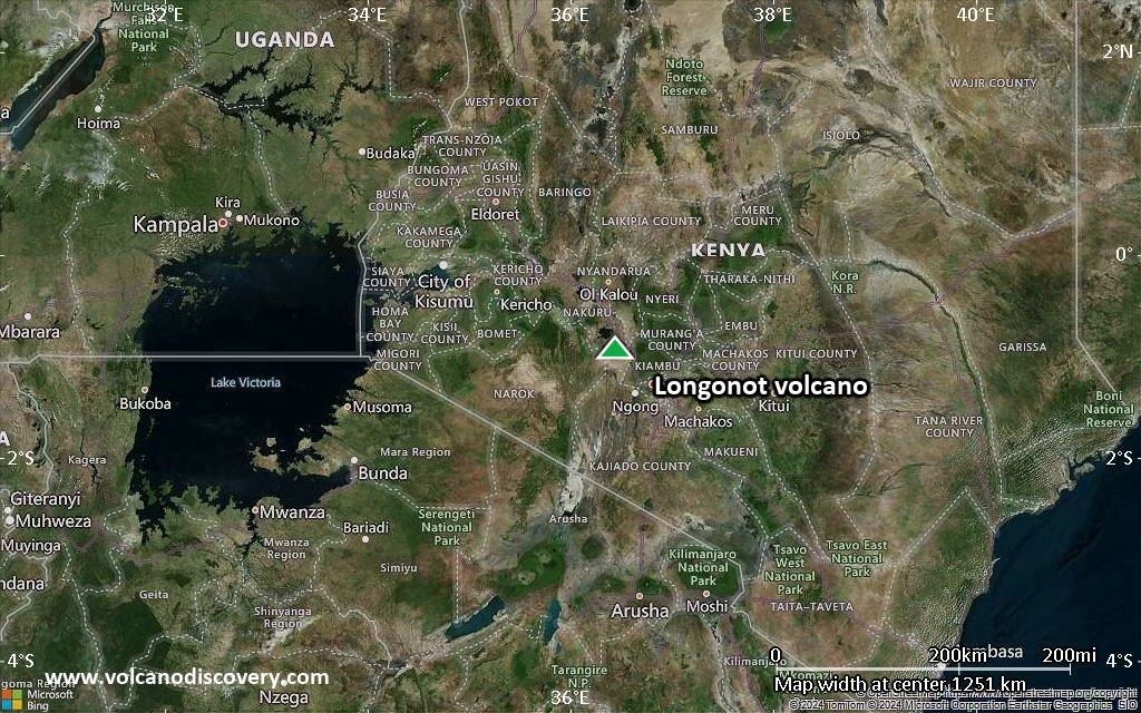 Satellite/aerial-type map of Longonot volcano (region scale small)