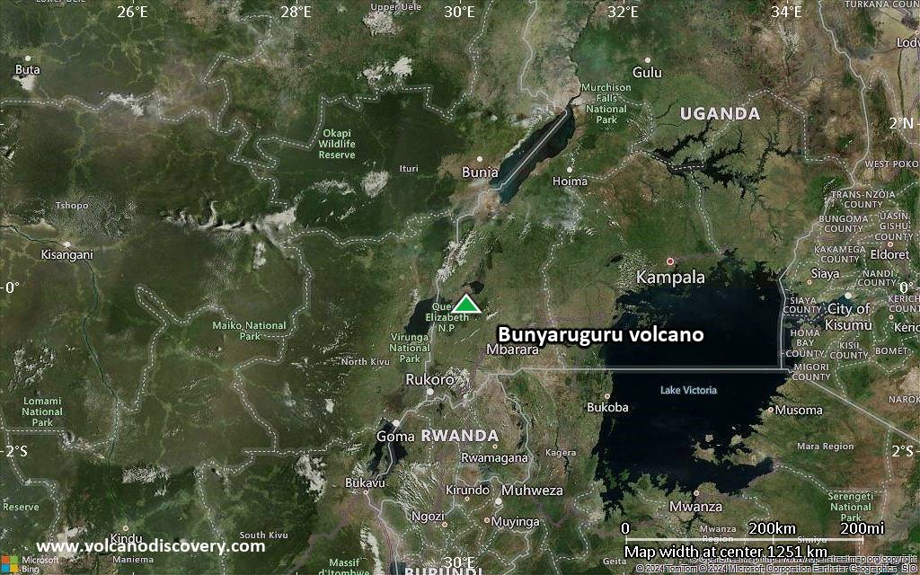 Satellite/aerial-type map of Bunyaruguru volcano (region scale small)