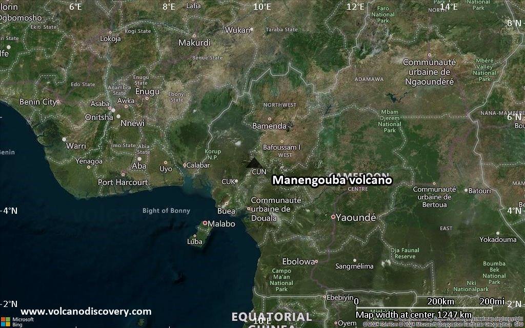 Satellite/aerial-type map of Manengouba volcano (region scale small)