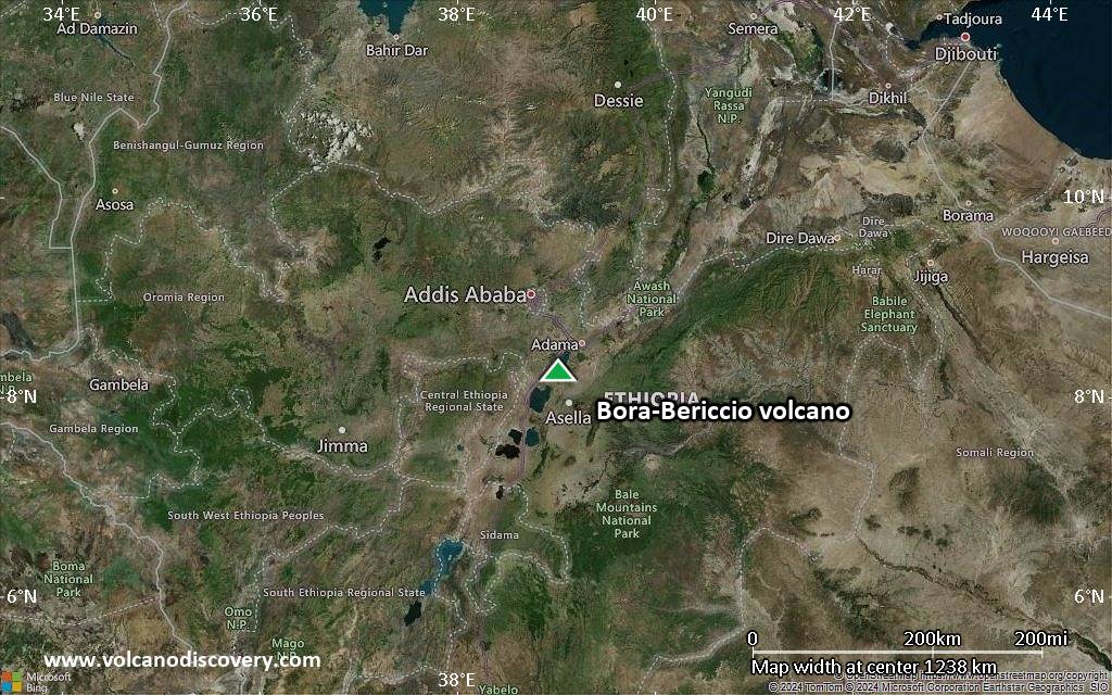 Satellite/aerial-type map of Bora-Bericcio volcano (region scale small)