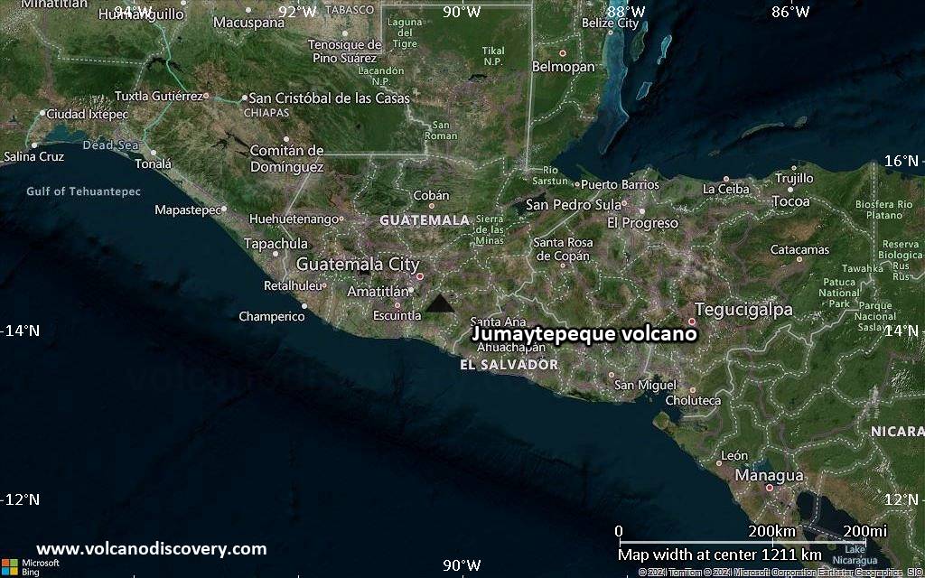 Satellite/aerial-type map of Jumaytepeque volcano (region scale small)