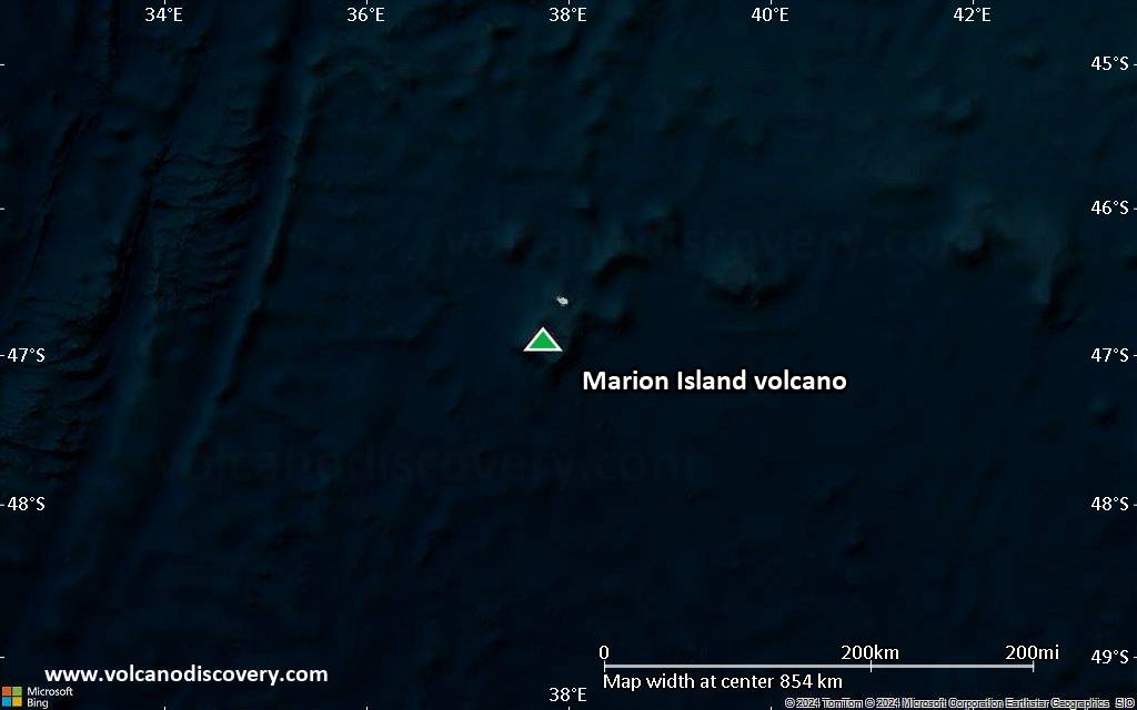 Satellite/aerial-type map of Marion Island volcano (region scale small)