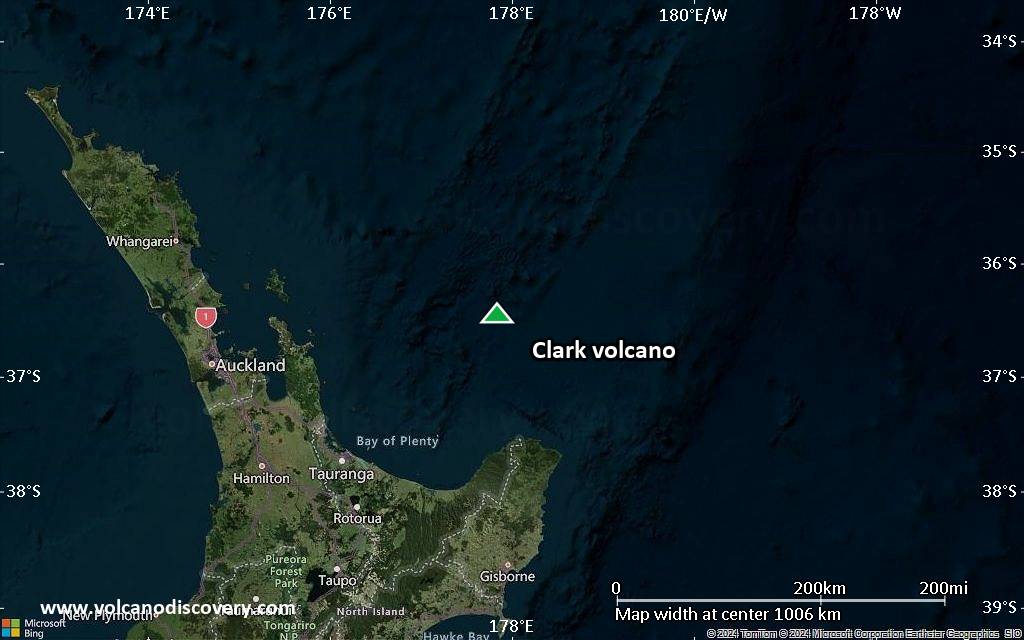 Satellite/aerial-type map of Clark volcano (region scale small)