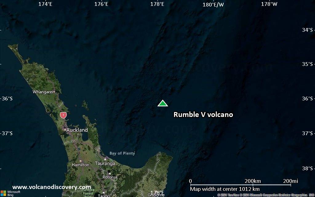 Satellite/aerial-type map of Rumble V volcano (region scale small)