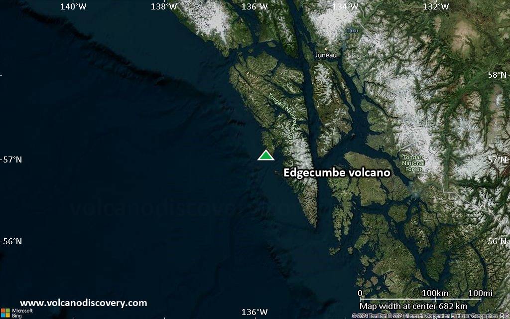 Satellite/aerial-type map of Edgecumbe volcano (region scale small)