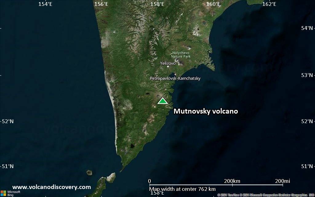 Satellite/aerial-type map of Mutnovsky volcano (region scale small)