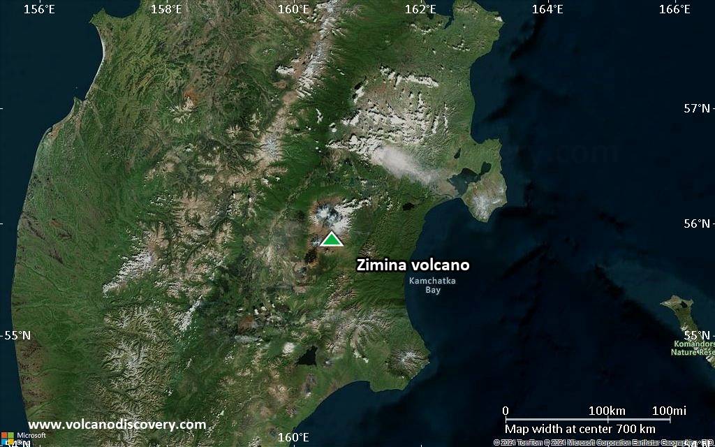 Satellite/aerial-type map of Zimina volcano (region scale small)