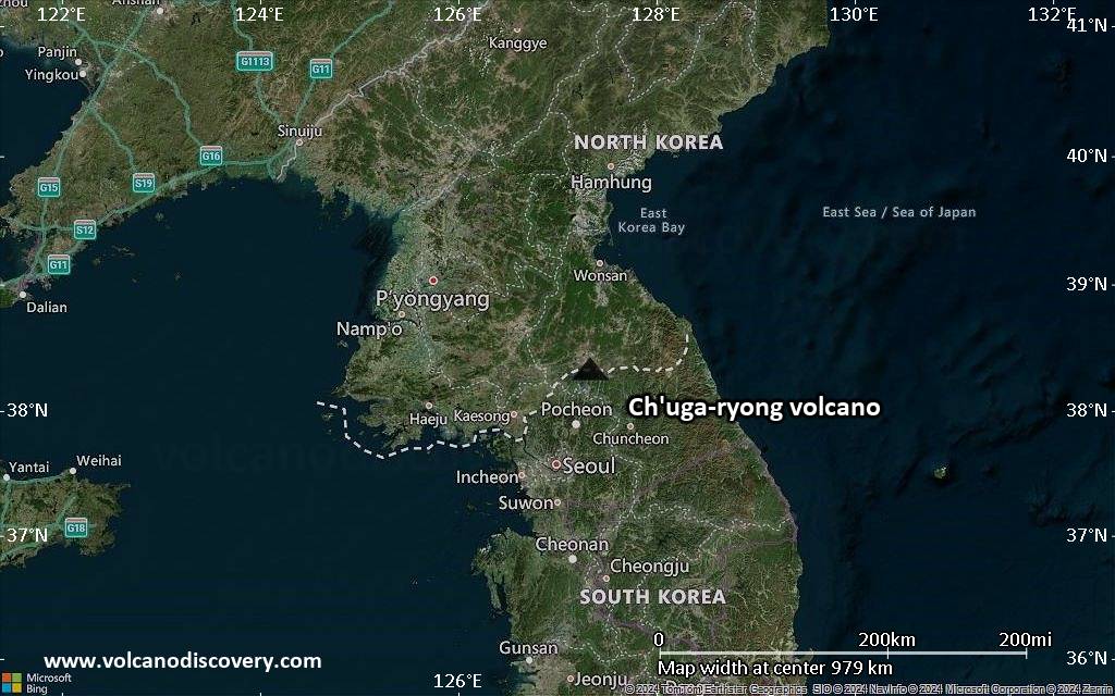 Satellite/aerial-type map of Ch'uga-ryong volcano (region scale small)