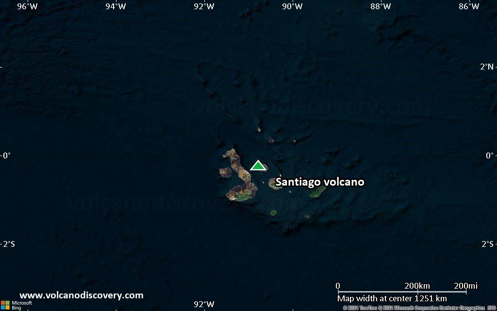 Satellite/aerial-type map of Santiago volcano (region scale small)