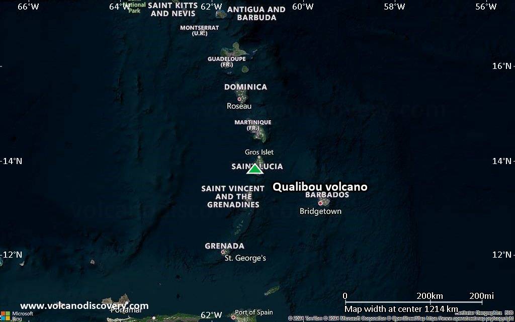 Satellite/aerial-type map of Qualibou volcano (region scale small)
