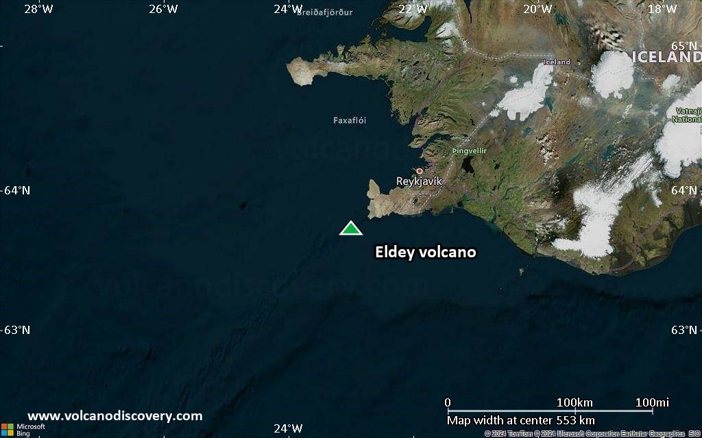 Satellite/aerial-type map of Eldey volcano (region scale small)