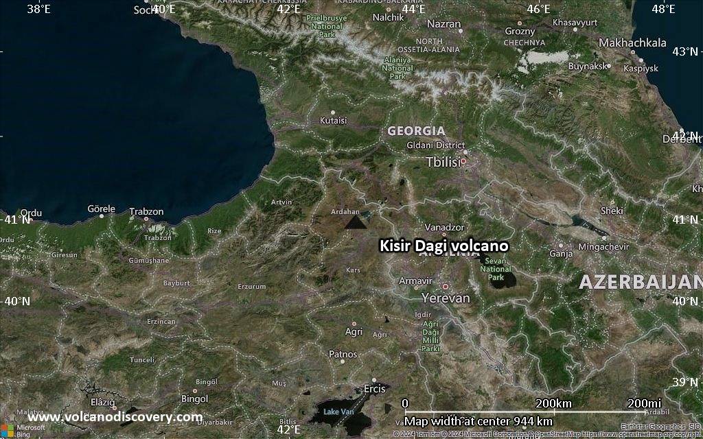 Satellite/aerial-type map of Kisir Dagi volcano (region scale small)