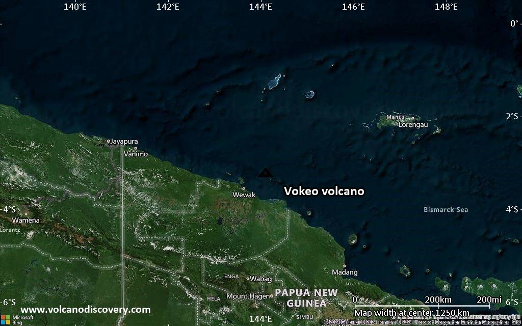 Satellite/aerial-type map of Vokeo volcano (region scale small)