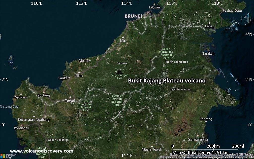 Satellite/aerial-type map of Bukit Kajang Plateau volcano (region scale small)