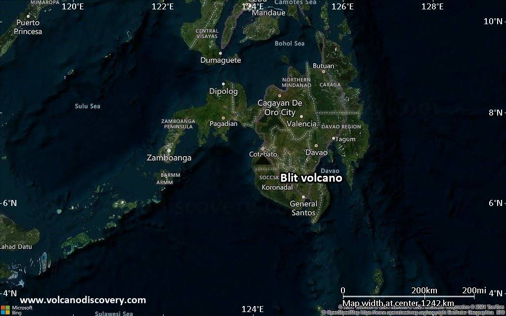 Satellite/aerial-type map of Blit volcano (region scale small)