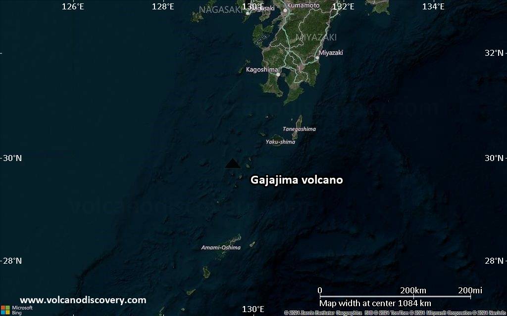 Satellite/aerial-type map of Gajajima volcano (region scale small)