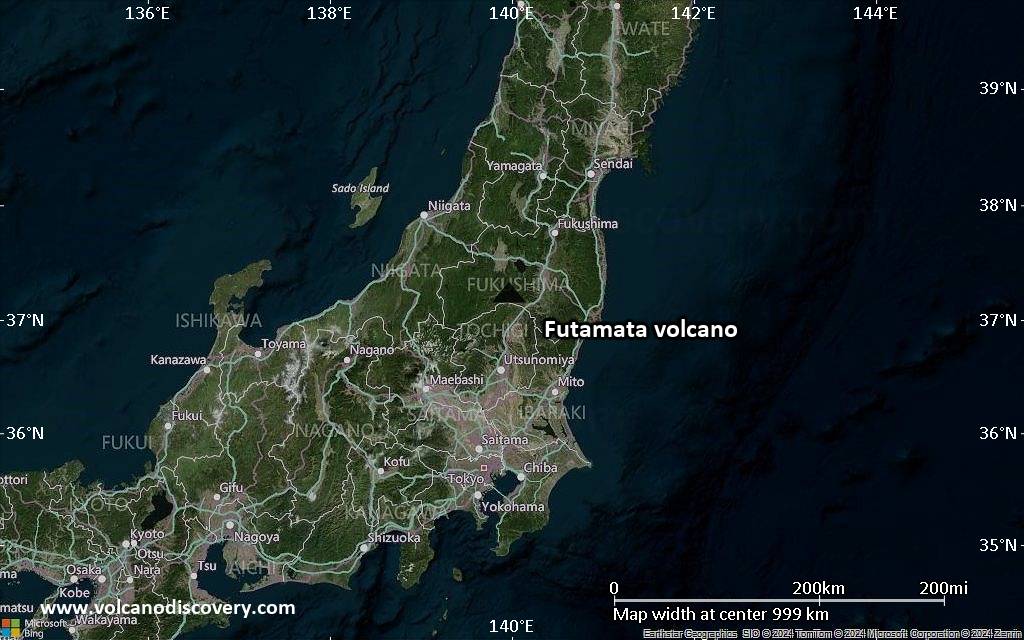 Satellite/aerial-type map of Futamata volcano (region scale small)