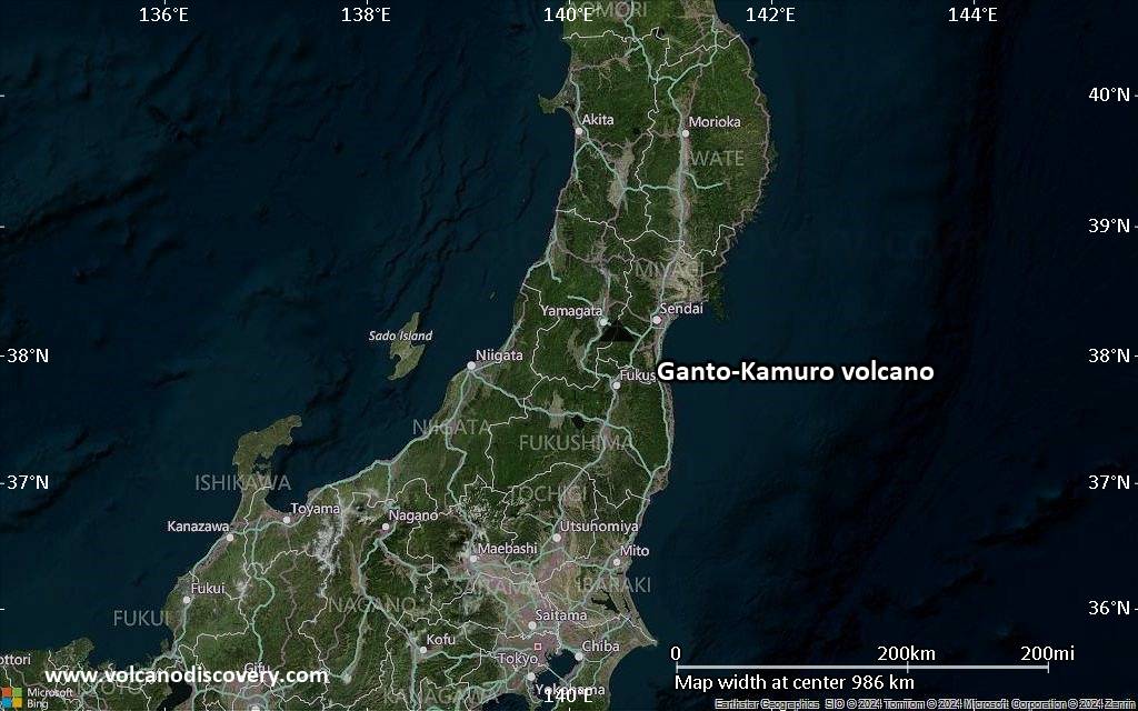 Satellite/aerial-type map of Ganto-Kamuro volcano (region scale small)