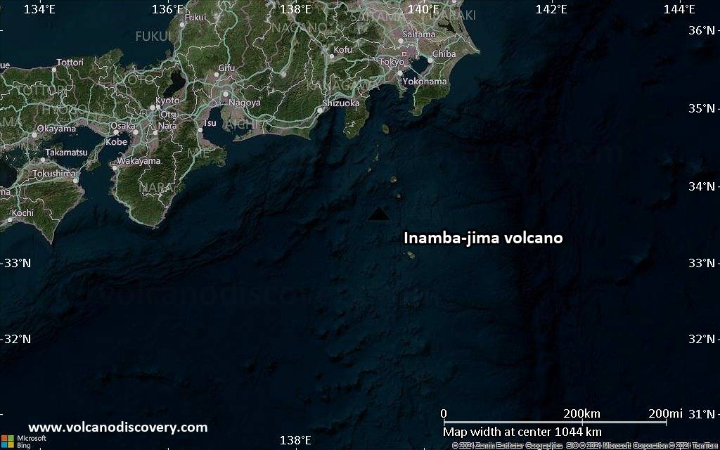 Satellite/aerial-type map of Inamba-jima volcano (region scale small)