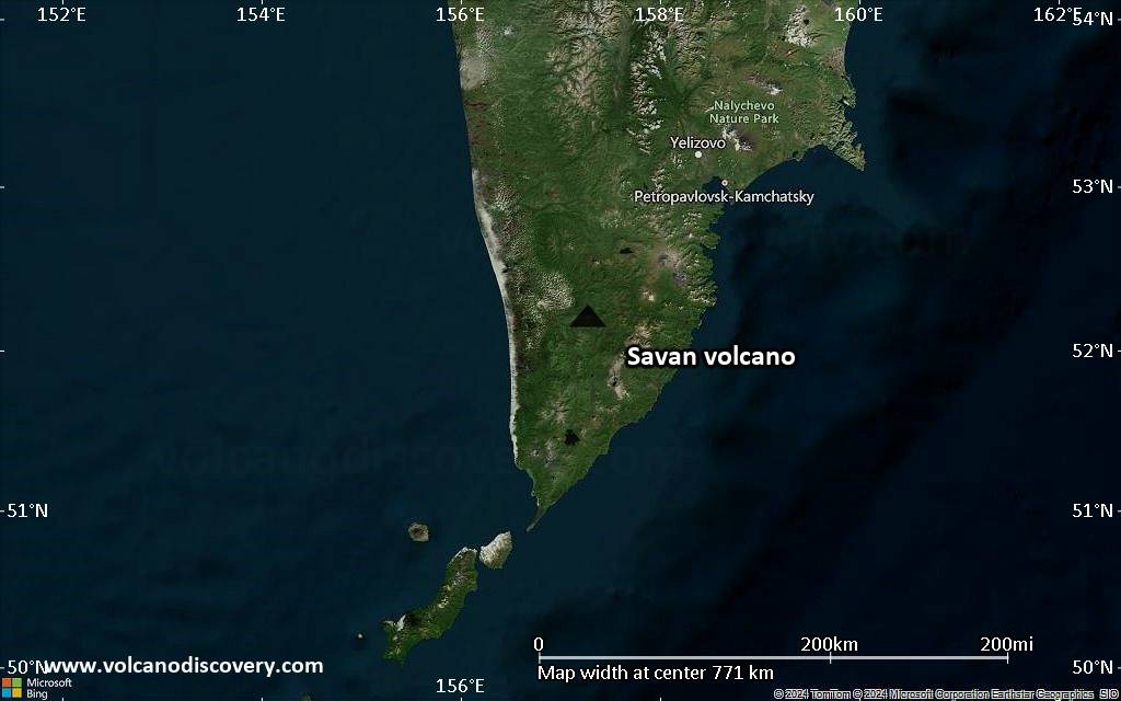 Satellite/aerial-type map of Savan volcano (region scale small)
