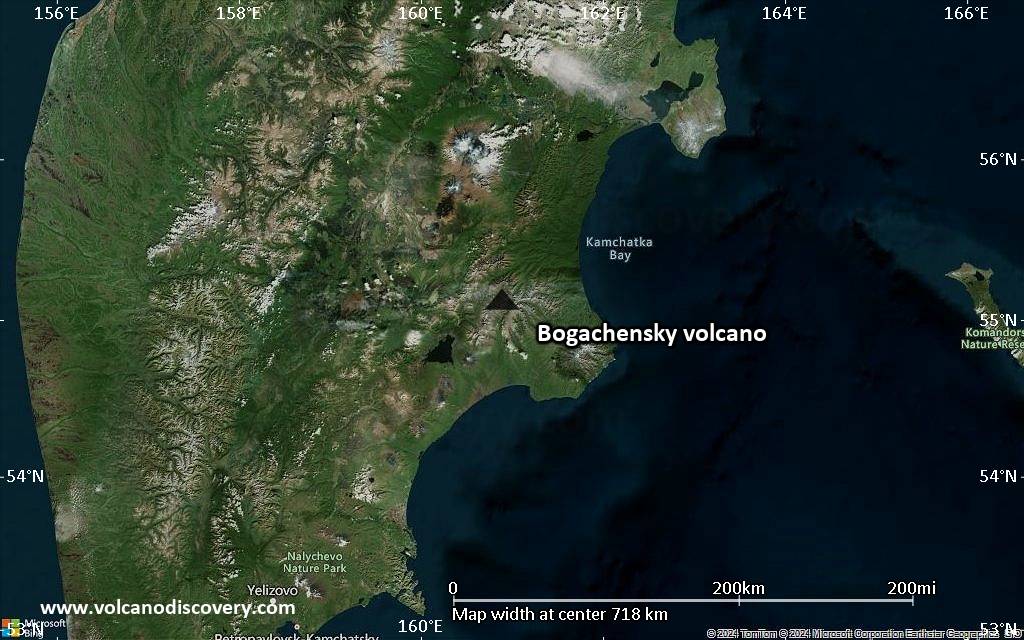 Satellite/aerial-type map of Bogachensky volcano (region scale small)