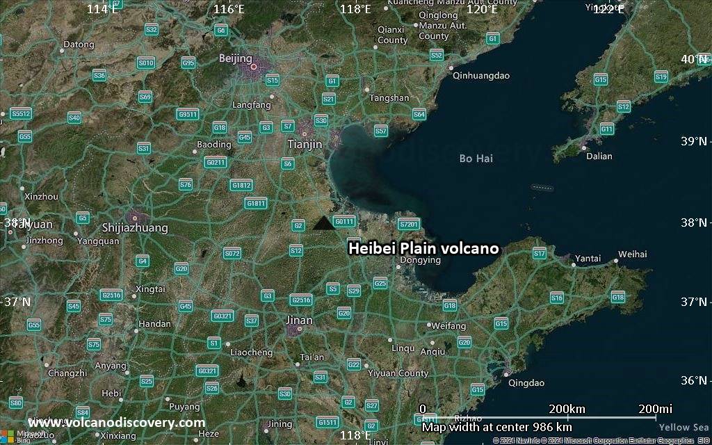 Satellite/aerial-type map of Heibei Plain volcano (region scale small)