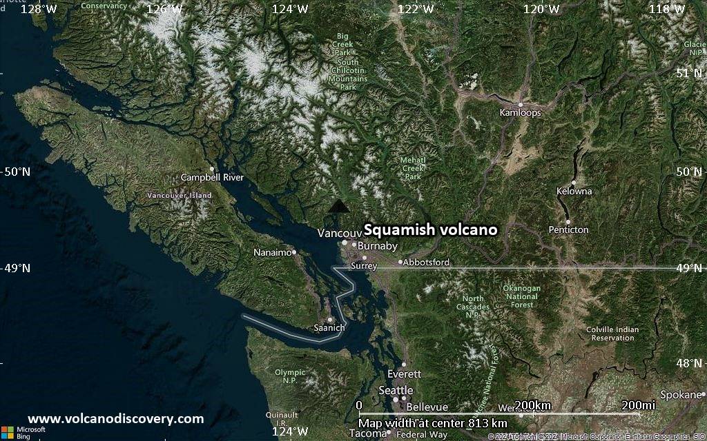 Satellite/aerial-type map of Squamish volcano (region scale small)