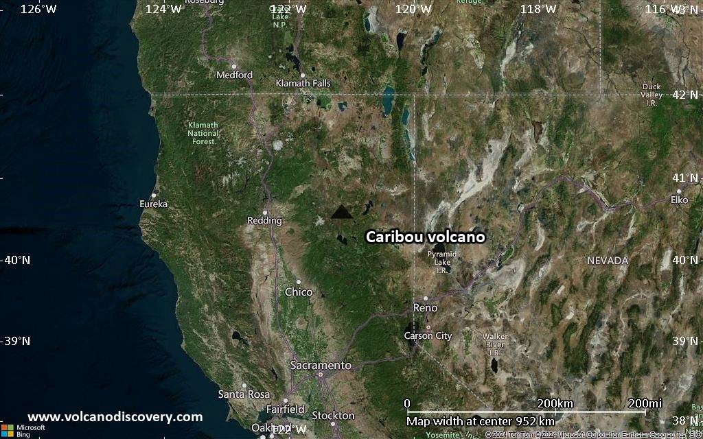 Satellite/aerial-type map of Caribou volcano (region scale small)