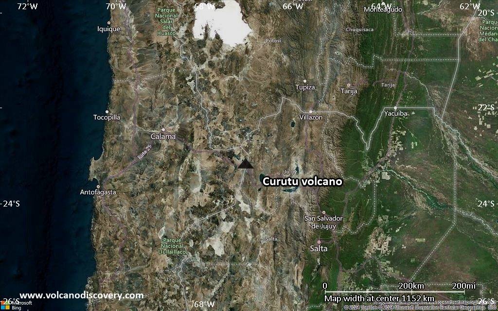 Satellite/aerial-type map of Curutu volcano (region scale small)