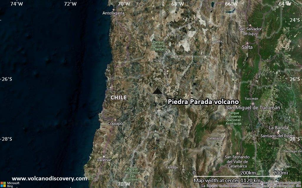 Satellite/aerial-type map of Piedra Parada volcano (region scale small)