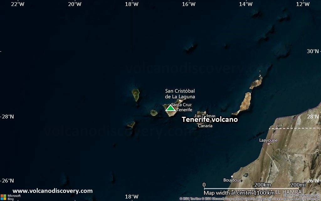 Satellite/aerial-type map of Tenerife volcano (region scale small)