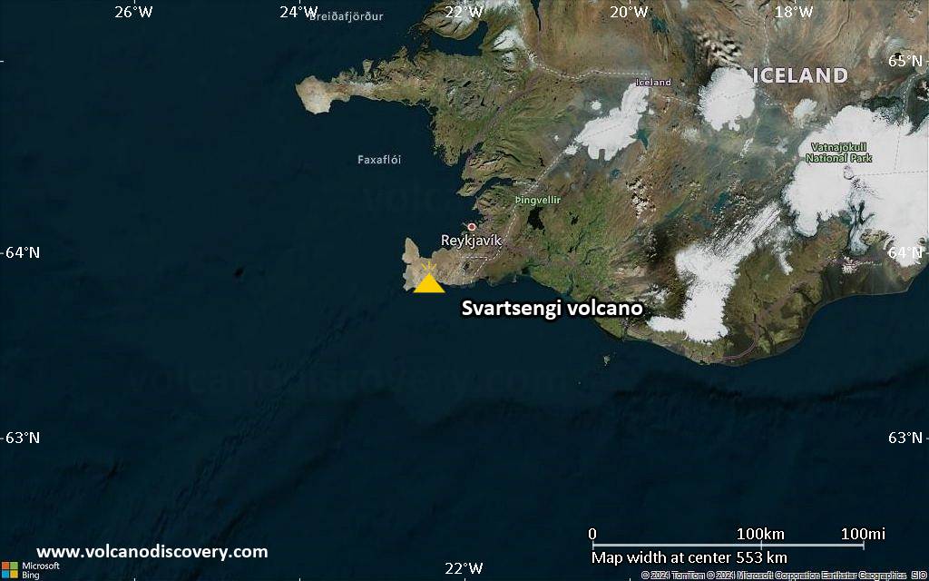 Satellite/aerial-type map of Svartsengi volcano (region scale small)