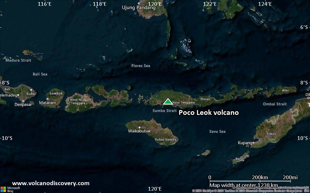 Satellite/aerial-type map of Poco Leok volcano (region scale small)