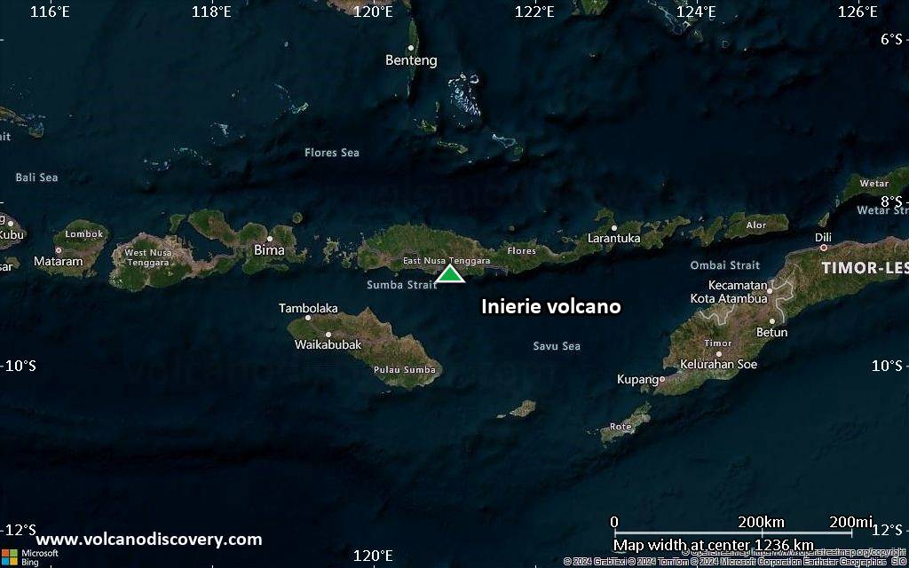 Satellite/aerial-type map of Inierie volcano (region scale small)