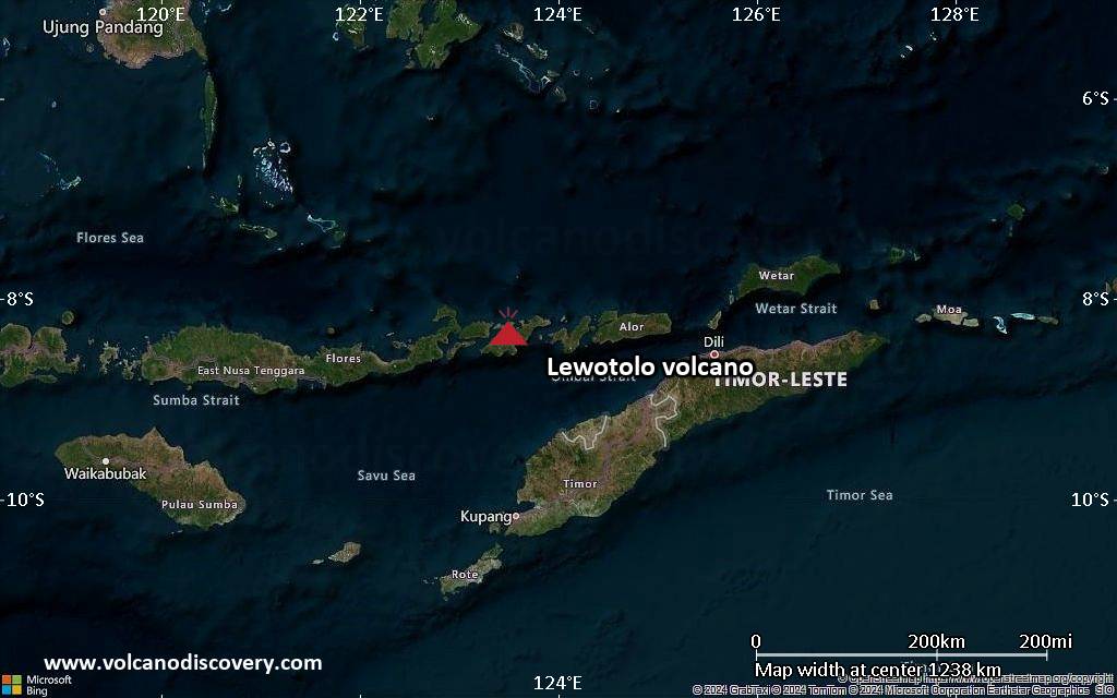 Satellite/aerial-type map of Lewotolo volcano (region scale small)